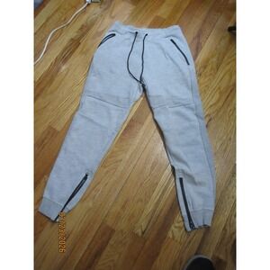 Pull&Bear Mens Heather Gray Moto Jogger Sweatpants Size S Zip Pockets Ankles